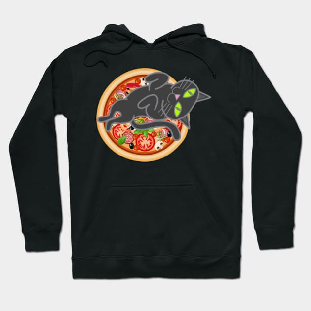 Cat loves pizza Hoodie by Plushism